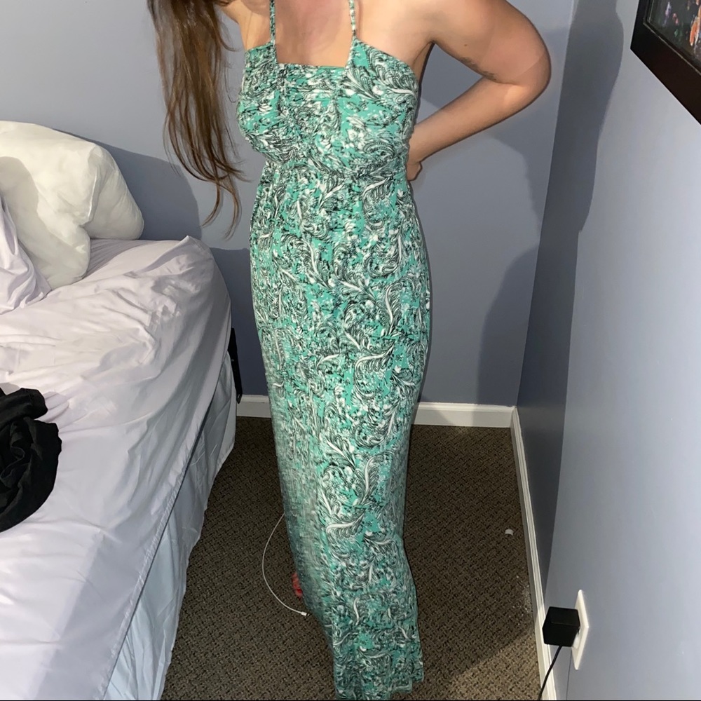 Green floral maternity dress